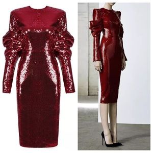 Sheath Sequin Dress - Red (Size 4)